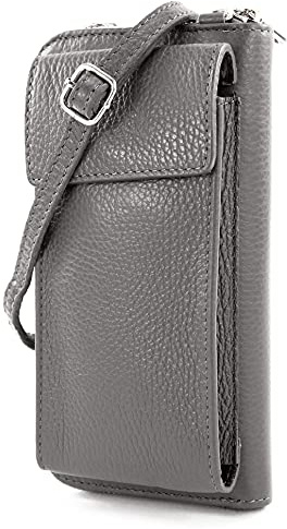 modamoda de P06 Damen Leder Umhängetasche Geldbörse Handytasche für Smartphone 16 x 8 cm 6,9 Zoll handmade in Italy