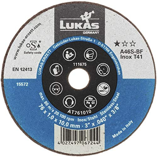 LUKAS Trennscheibe T41 für Edelstahl 76x1 mm gerade | Bohrung 6 mm | für Geradschleifer