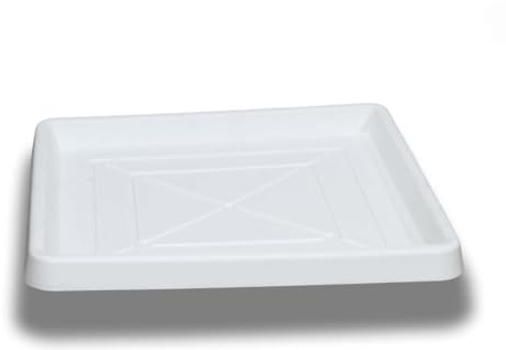 Pollice Verde - Sottovaso Quadrato in Resina Made in Italy (Esterno 54cm - Interno 47cm) – Resistente a Gelo, Urti e UV – Leggero ed Ecologico (Bianco, 54 cm)