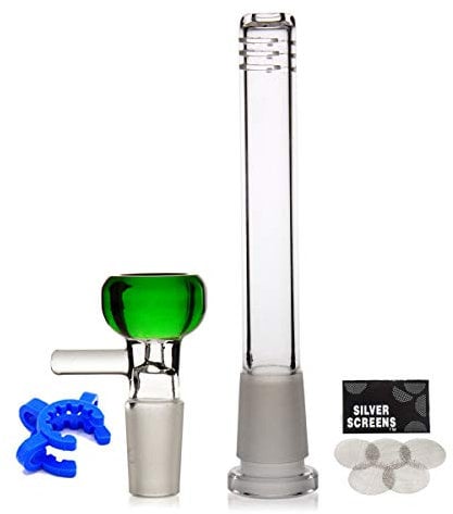 Glass Bong Downstem for Glass Bongs 14.5mm Smoking Bong Head Glass Pipe Filter Bubbler Hookah Water Bong Bowl 14.4mm (Green Bong Bowl)