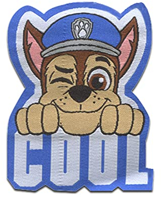 Paw Patrol Chase Cool - Aufnäher, Bügelbild, Aufbügler, Applikationen, Patches, Flicken, zum aufbügeln, Größe: 6,7 x 5,2 cm