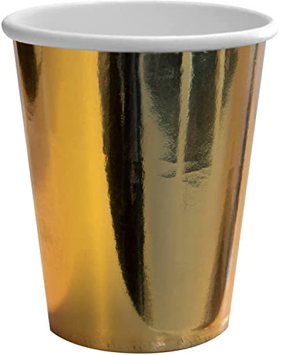 Folat 8 hoch-glänzende Partybecher * GOLD * für Geburtstag, Silvester oder Party | goldene Becher Pappbecher Cups Motto-Party