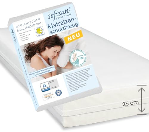 Softsan Extraweich Allergiker Matratzenbezug milbendicht, Höhe 25 cm, Encasing zum Milbenschutz für Hausstauballergiker milbenkotdicht (100 x 220 x 25 cm)