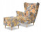 Family Meble Ohrensessel mit Hocker, Modell Print, Skandinavisch, Relaxsessel aus Webstoff, Loungesessel, Ohrensessel mit Hocker, Bequemer Sessel, Für Wohnzimmer, Esszimmer, Schlafzimmer, Dachte 6