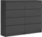 3E 3xE living.com Commode 120 cm, avec 8 tiroirs, Couleur : Anthracite, D : L : 120 cm x P : 39 cm x H : 102 cm