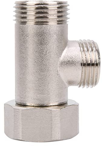 TOPINCN 7/8 Bidet T Adapter Brass Shower Head Adaptor 3 Way Tee Bidet Connector 3 Way Plumbing Splitter Toilet Three Way Connector Shower Head Diverter Valve
