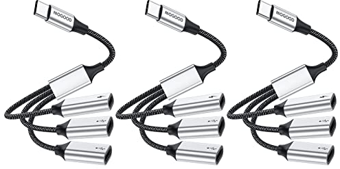 MOGOOD USB C auf USB C Buchse Adapter Y Kabel USB Splitter, USB C Stecker auf 3 USB-C Buchse Kabel Konverter, 3 USB C Ports Ladegerät Hub Netzteil Splitter für Laptop (Nicht für Monitor)