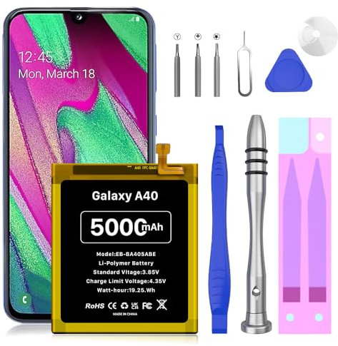 Akku für Samsung Galaxy A40, 5000mAh EB-BA405ABE Hoher Kapazität Ersatzakku für Samsung Galaxy A40 (A405F) mit Reparaturwerkzeug-Kits