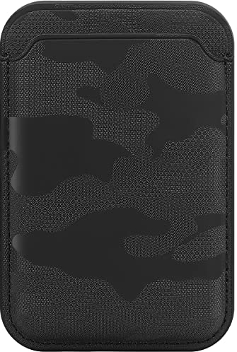 FIDWALL Magsafe Wallet Portefeuille pour iPhone 16/15/14/13/12 Max/Pro/Plus/Mini,Porte-Cartes RFID avec Aimant Magsafe (Camouflage Noir)