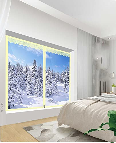 Fenster-Isolierfolie Transparente Isolierfolie zur Wärmedämmung an Fenstern ,DIY-Schneiden, für Kälteschutz,Energiesparende,Schlafzimmer Küche Wohnzimmer Transparente Plane (W*H:50x100cm/20x39in)