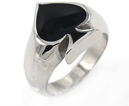 Verlobungsring Edelstahl, Herrenring Silber Poker Ace of Spades Ringe Herren Größe 54 (17.2)