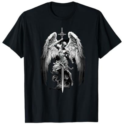 Gottesengel Gabriel Erzengel mit Schwert, Kreuz und Flügeln T-Shirt
