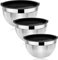 Herogo Lot de 3 bols à mélanger en acier inoxydable avec couvercles hermétiques noirs, bols de service à salade en métal pour la cuisson, non toxiques et antirouille, passent au lave-vaisselle