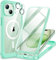 CENHUFO Magnetic Case Compatible with iPhone 15 Built-in Glass Screen Protector with Camera Lens Protector, 360°Full Body Heavy Duty Protective Phone Case for iPhone 15 Case Shockproof-Light Green