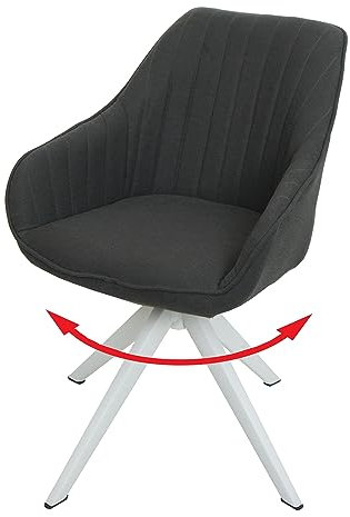 Mendler Esszimmerstuhl HWC-K27, Küchenstuhl Stuhl mit Armlehne, drehbar Stoff/Textil - dunkelgrau