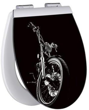 Primaster WC-Sitz mit Absenkautomatik Motorrad weiß und Beleuchtung WC-Sitz