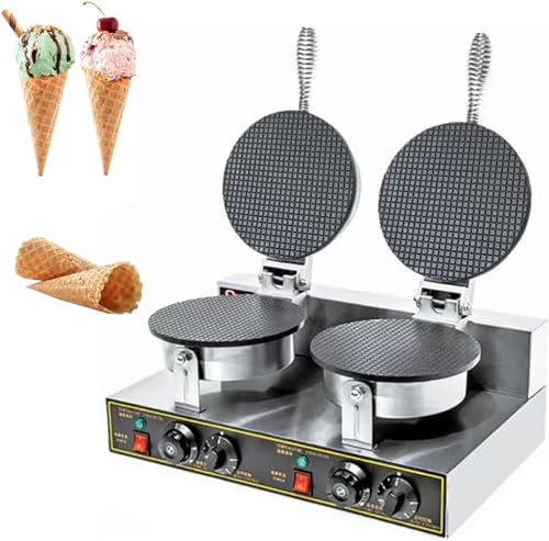Machine à cornets de crème glacée, gaufrier électrique, rouleaux d'œufs ronds, poêle à dessert électrique antiadhésive, cadeau de cuisine for restaurant, boulangeries, snack-bar, 210 mm de diamètre (