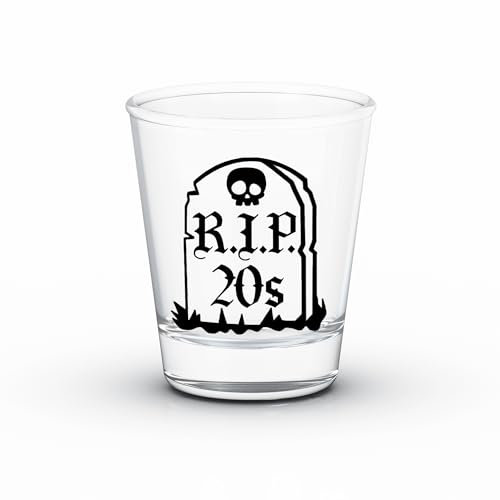 JUSTOTRY 30th Birthday Shot Glass - RIP 20s Birthday Gifts for Her 2oz Shot Glass Best 30 Birthday Decorations Gifts Ieda for Women 30 Decorations (Short black)