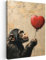 MuchoWow© Leinwand 30x40 cm Deko Schlafzimmer Aesthetic Leinwandbilder Wohnzimmer Gemälde Foto Geschenk Living Room Decoration Street art - Chimpanzee - Tiere - Ballon - Graffiti - Banksy