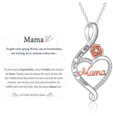 FAOMZQ Mama Geschenk, Gravur 925 Sterling Silber Halskette Geschenke für Mutter, Beste Mutti Geschenk mit Karte zum Muttertag Geburtstag Weihnachten