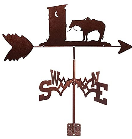 ANCNA-U Wetterfahne mit kreativem Pferde-Design, traditionelles Windfahne, Gusseisen, Metall, Bauernhof-Richtungsanzeiger mit Anti-Rost-Beschichtung, Wetterfahne, Außenmontage, Dachornament
