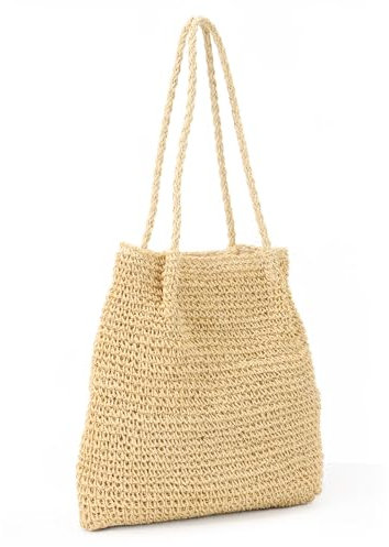 Jywmsc Stroh Strandtaschen für Damen, Sommer Gewebt Tote Bag Schulter Handtaschen, Große Strandtasche für Urlaub