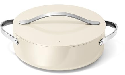 Caraway Rondeau Antihaft-Pfanne mit Deckel, frei von Chemikalien, perfekt zum Anbraten, Schmoren und Braten, cremefarben, 6 l
