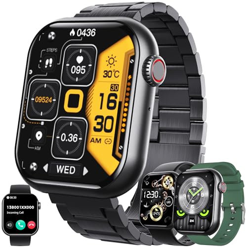 Reloj Inteligente Hombre con Llamada y Whatsapp, 1,91 AMOLED 5ATM Impermeable Reloj Smartwatch 123 Deportivo Hombre con Monitor Sueño, Podómetro, Oxígeno Sanguíneo, Pulsómetro Android iOS (Negro)