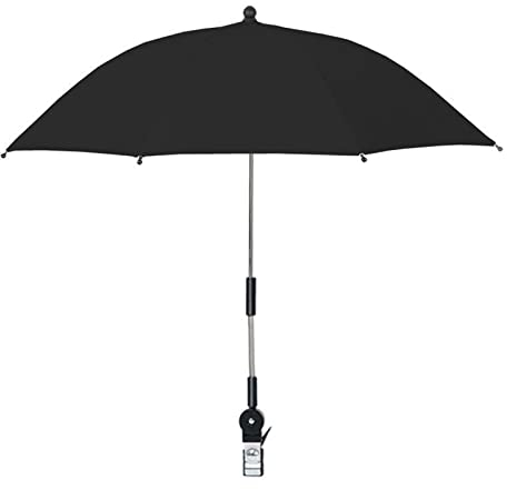 Paraguas para Silla con Abrazadera Universal Sombrilla de Playa de 21,7 Pulgadas para Silla Cochecito de Bebé Paraguas con Clip Parasol para Pesca Patio Silla de Playa Cochecito Sillas de(Negro)