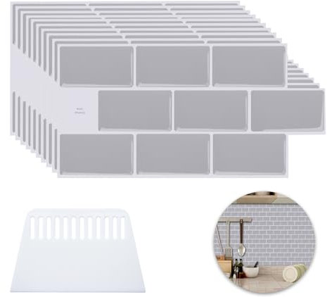 MytaYt 10 Fogli Piastrelle Adesive Bagno 3D Piastrelle Adesive Muro Adesivi Piastrelle Cucina Adesivi per Piastrelle Cucina per Cucina Bagno Parete 30,5x15CM(Grigio)