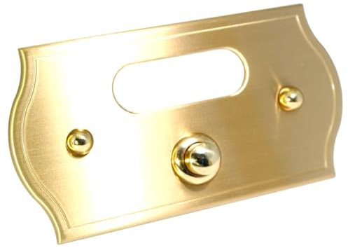 Neroni Mameli Campanello in Ottone Satinato per Esterno abitazione - Porta Ingresso Casa, con Pulsante Elettrico - Modello Aurelio - Made in Italy