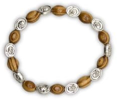 OVUNQUE PROTEGGIMI Bracciale Decina in Legno con Medaglie di Padre Pio e Gesù Misericordioso