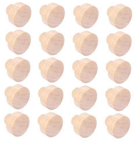 Angoily 20pcs Wooden Handle Drawer Pull Handle Round Cupboard Door Furniture Accessory