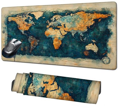 Gaming Mouse Pad 1600x800x3mm Extended Large Mouse Mat Yellow Desk Mat,Stitched Edge Mouse Pad Topographic Map Mousepad Waterproof Surface,Improved Precision and Speed,Desk Accessories for Men X1-756