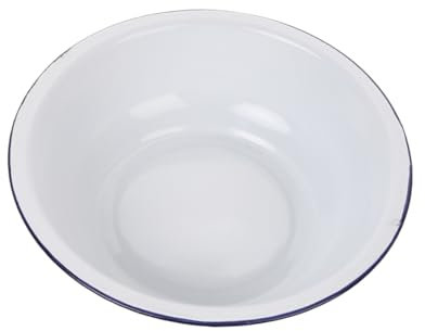 DIYEAH Vintage -emaillierte Becken 32 Cm Emailware Mixing Bowl Vintage Vertiefende Suppe Pfanne Teigschüssel Basin Reis Suppe Schüssel Für Küche Weiß
