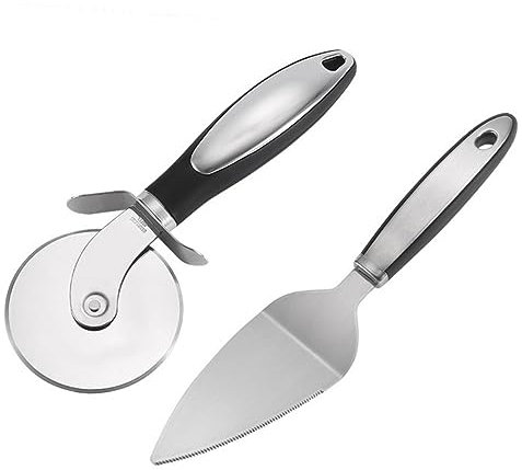 CIYODO 2 Stück Pizzaschneider aus Edelstahl Tortenheber Komfortabler Griff Stromlinienförmiges Design für Backofen und Pizzateig