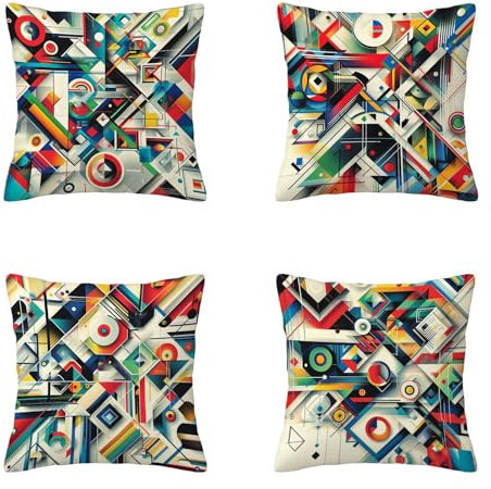 Kissenbezug Farbe Kissenbezüge 60x60 cm Graffiti 4er Set, Samt Kissenhüllen Weicher Kissen Deko Angenehm und Pflegeleicht, Couchkissen Pillowcase mit Reißverschluss für Deko Geschenke für Frauen A-97