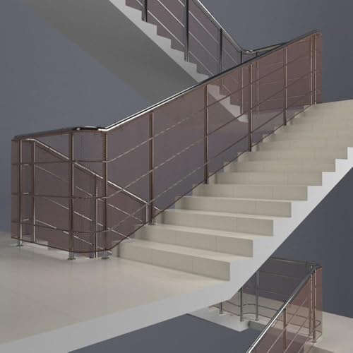 Treppenschutznetz für Kinder, Treppe Geländer Zaun Mesh Montage ohne Bohren Breite Barriere für Offene Treppen Stabiles Sicherheitsnetz für Balkon, Baby Balkonnetz (Coffee, 6m*78cm)