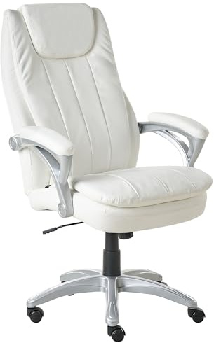Beliani Chefsessel Kunstleder cremeweiß gepolstert drehbar ergonomische Form Büro Chief