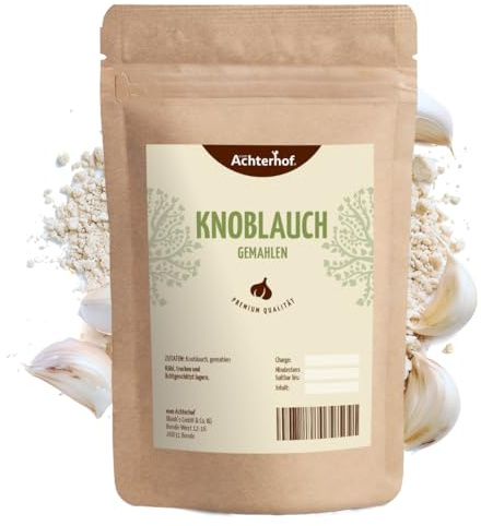 Knoblauch gemahlen 1000g | reines Knoblauchpulver fein gemahlen | ideal zum würzen herzhafter Speisen | vegan | Achterhof