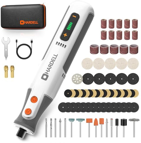 HARDELL 8V Cordless Rotary Tool Kit, 5 Variable Speed, 80 Accessories, 28000RPM, Power Tool for Sanding, Polishing, Engraving, Grinding, Drilling, DIY Crafts
