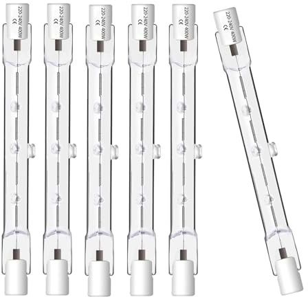 Trubuyware R7S 118mm Halogen leuchtmittel 400 Watt, Halogenstab 118mm 400W 6er Pack, R7S Halogenlampe 230V 2700K Warmweiß Dimmbar für Arbeitsleuchten Sicherheitsleuchten Landschaftsleuchten