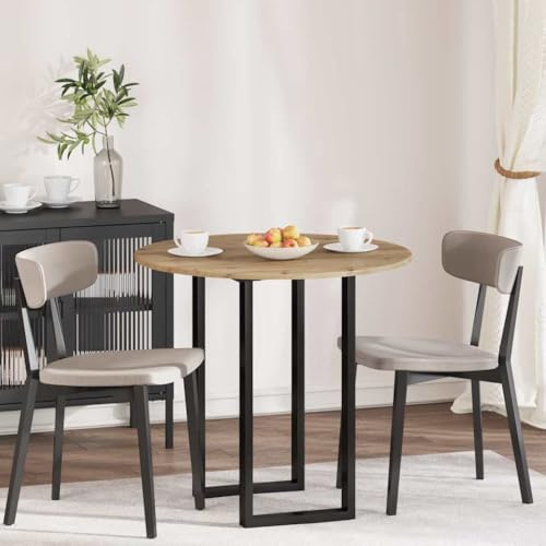 HETFTJN Tischplatte 80 x 80 cm Artisan-Eiche Holzwerkstoff matt 1,5 cm Stärke rund Modernes Design Robust und pflegeleicht für Küche Esszimmer Büro Wohnzimmer