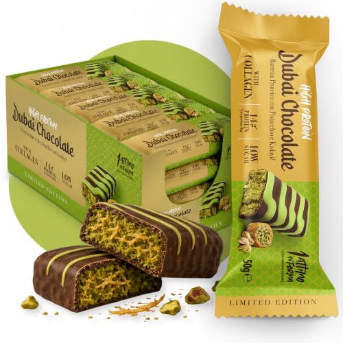 Barrette Proteiche Dubai Chocolate 50g Pistacchio Kadayf 1 ATTIMO IN FORMA
