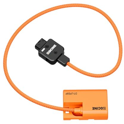 ZGCINE D-Tap zu LPE6P Dummy-Akku für Canon EOS R5 Mark II / R6 Mark II – Mit 180° drehbarem D-Tap Stecker, Lemo 2-Pin Winkelstecker & LED-Anzeige – Für V-Mount & Gold Mount Stromversorgung im Filmset