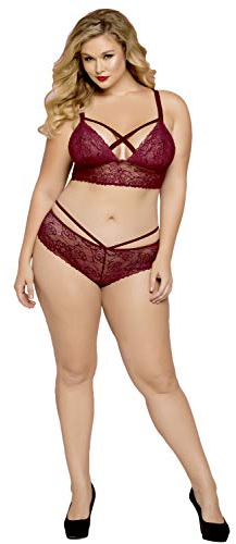 seven til midnight Bianca Rose Bralette aus Spitze, Größe 1X2X, Weinrot