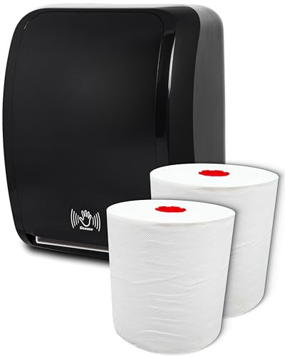 Blanc HYGIENIC Set: Handtuchrollenspender Sensor, berührungslos, Blanc Cosmos 2 Handtuchrollen Premium TAD - PRODUKTSET Farbe Schwarz