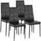 tectake® 4er Set Stühle Esszimmer, 4X bequemer Stuhl Kunstleder mit Glitzersteinen, Esszimmerstühle, Polsterstuhl für Wohnzimmer, Dining Table, Küchentisch, Essstühle, hohe Rückenlehne - schwarz