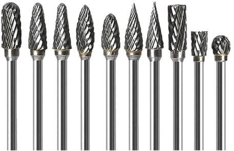 10 PCS Hartmetall-Frässtifte mit Doppelschnitt LAOYE 3mm Metallfräser für Bohrmaschine Holzraspel kompatibel mit Dremel-Drehwerkzeug 1/8 Schaft Fräser für HolzSchleifen MetallPolieren Schnitzen usw.