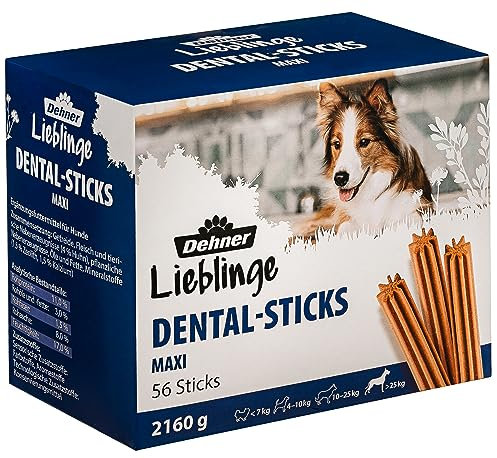 Dehner Snack per Cani, per la Cura dei Denti, Senza Zucchero, spuntino da Masticare per Cani Adulti a Partire da 25 kg, 56 Pezzi (2160 g)